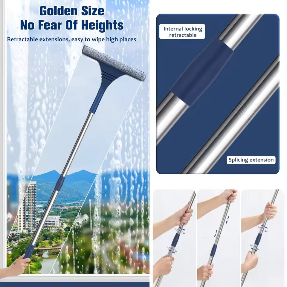 Professional Window Squeegee 2-in-1 – Streak-Free Shine in Seconds | Glass Cleaner Tool